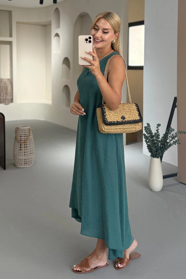 Erika V-Neck Sleeveless Asymmetrical Modal Tencel Dress