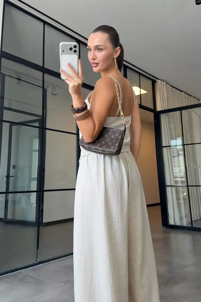 Strappy Asymmetric Blouse & Şalvar Pants Set