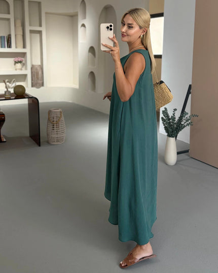 Erika V-Neck Sleeveless Asymmetrical Modal Tencel Dress