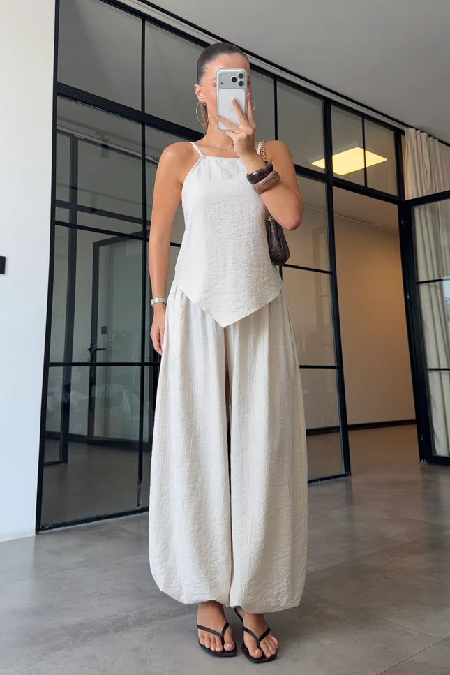 Strappy Asymmetric Blouse & Şalvar Pants Set