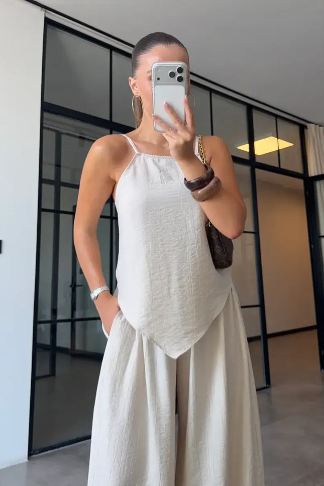 Strappy Asymmetric Blouse & Şalvar Pants Set