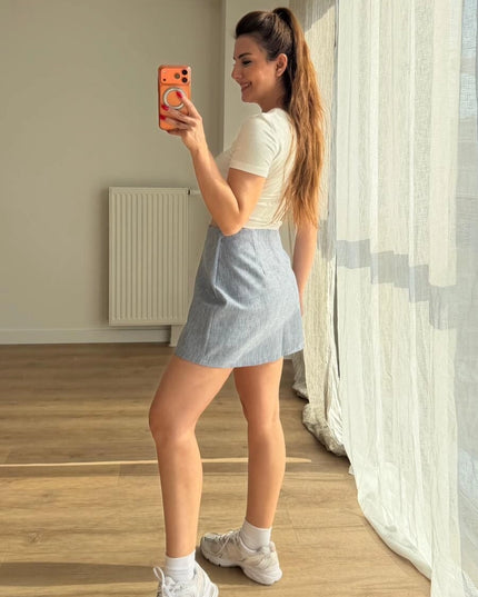 Milano Textured Trimmed Blazer With Skort