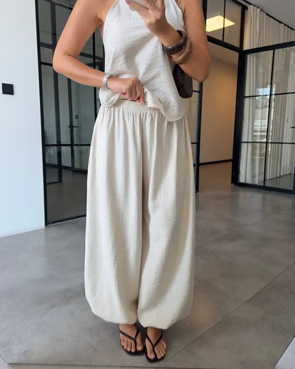 Strappy Asymmetric Blouse & Şalvar Pants Set