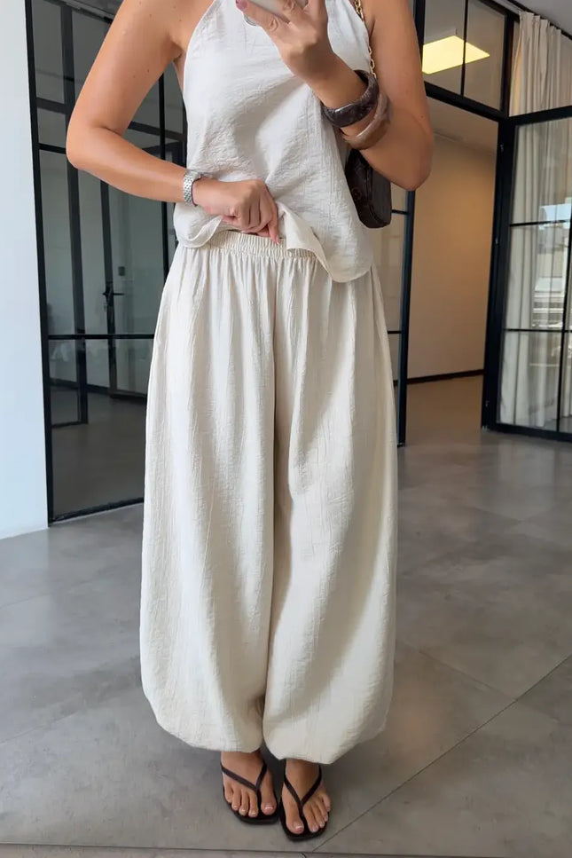 Strappy Asymmetric Blouse & Şalvar Pants Set