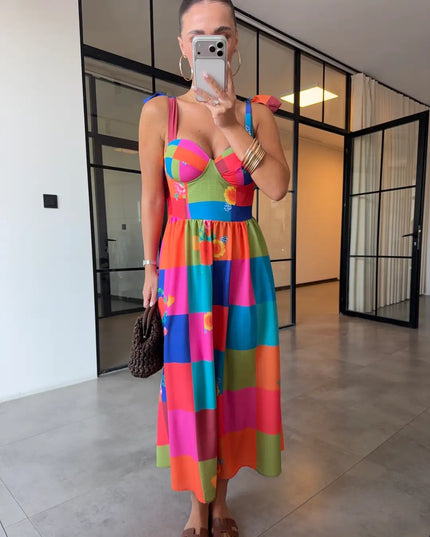 Colorful Floral Print Maxi Dress