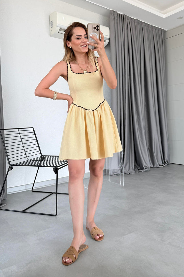 Evan Lace Detail Linen Dress