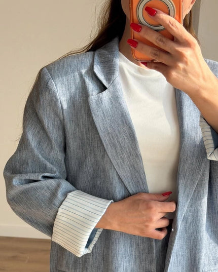 Milano Textured Trimmed Blazer With Skort
