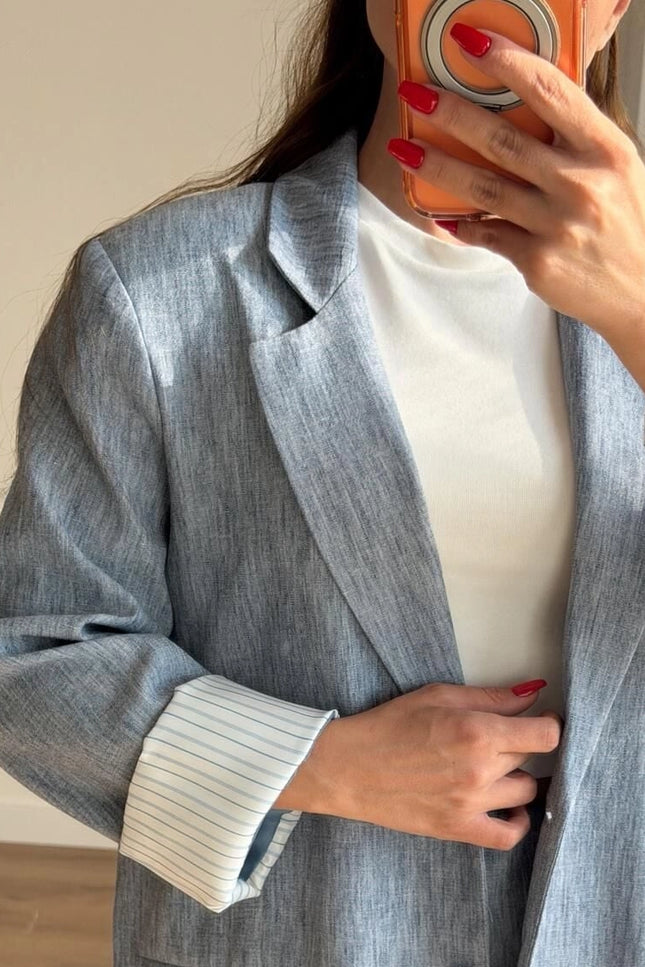 Milano Textured Trimmed Blazer With Skort
