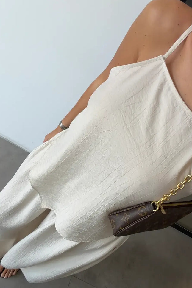 Strappy Asymmetric Blouse & Şalvar Pants Set