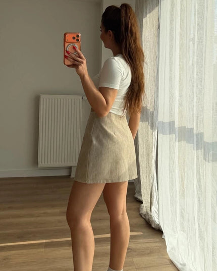 Milano Textured Trimmed Blazer With Skort