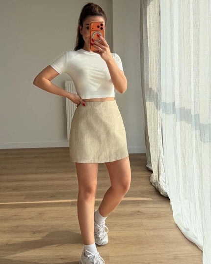 Milano Textured Trimmed Blazer With Skort