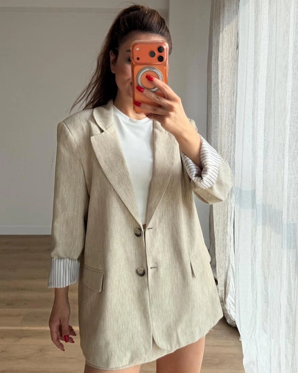 Milano Textured Trimmed Blazer With Skort