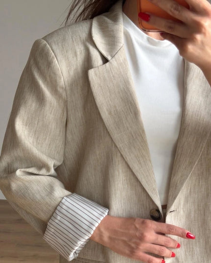 Milano Textured Trimmed Blazer With Skort