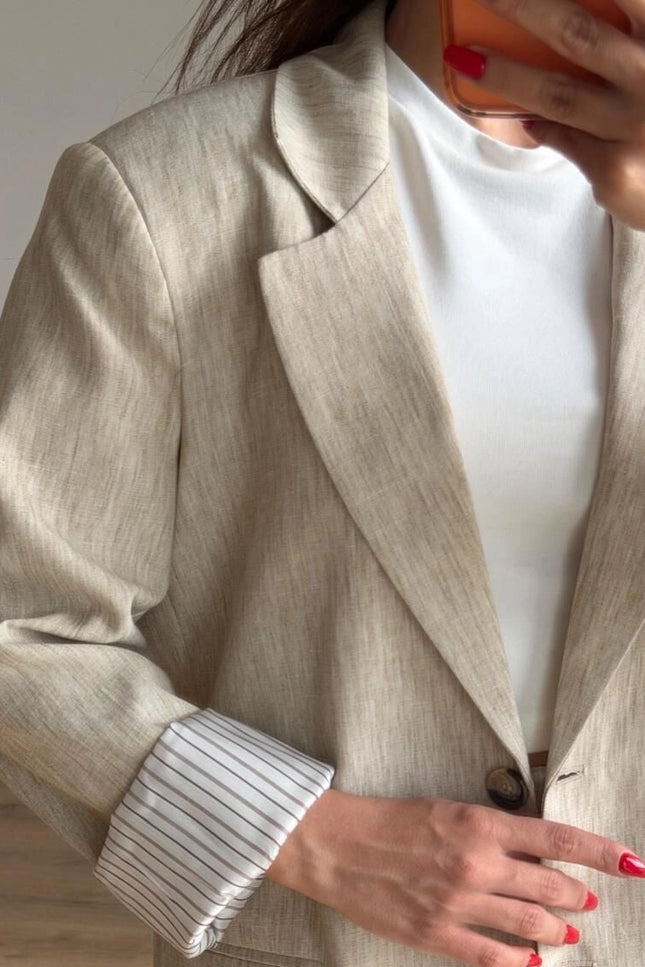 Milano Textured Trimmed Blazer With Skort
