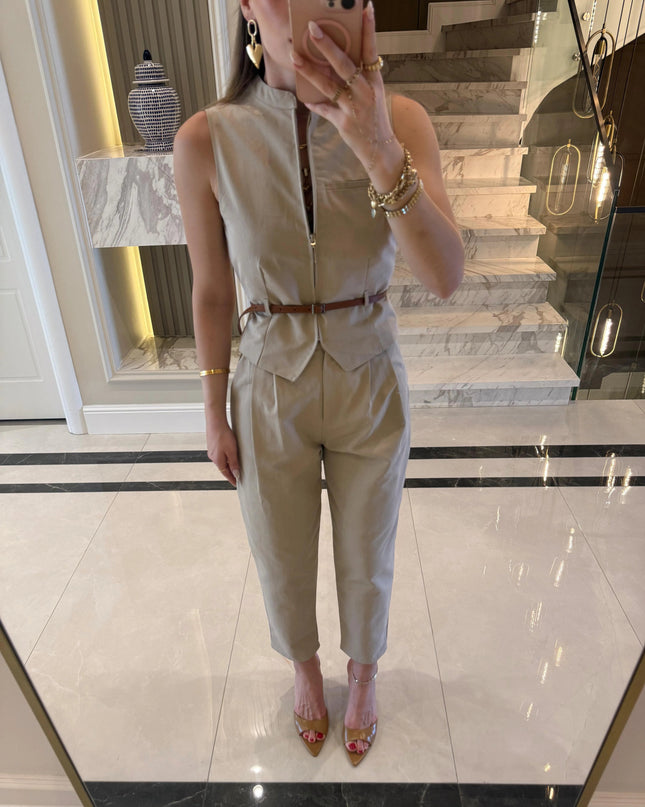 Victoria Belted Vest and Trousers Set