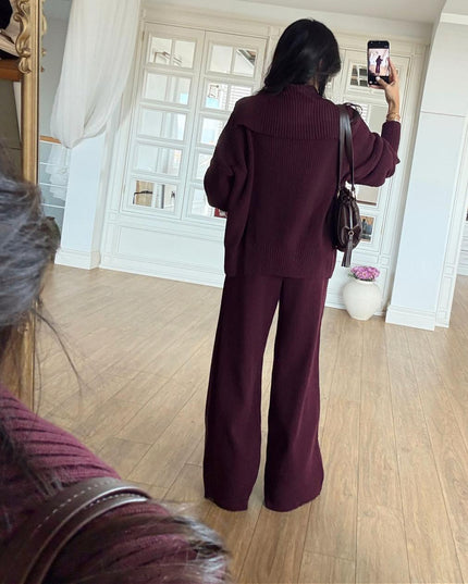 Sama Premium Knit Set - Burgundy