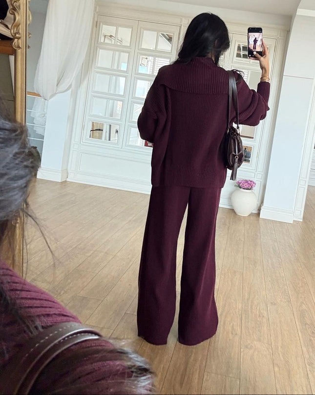 Sama Premium Knit Set - Burgundy