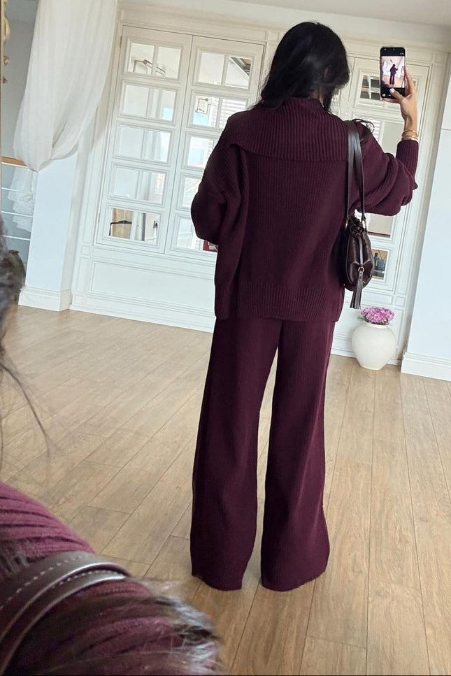 Sama Premium Knit Set - Burgundy