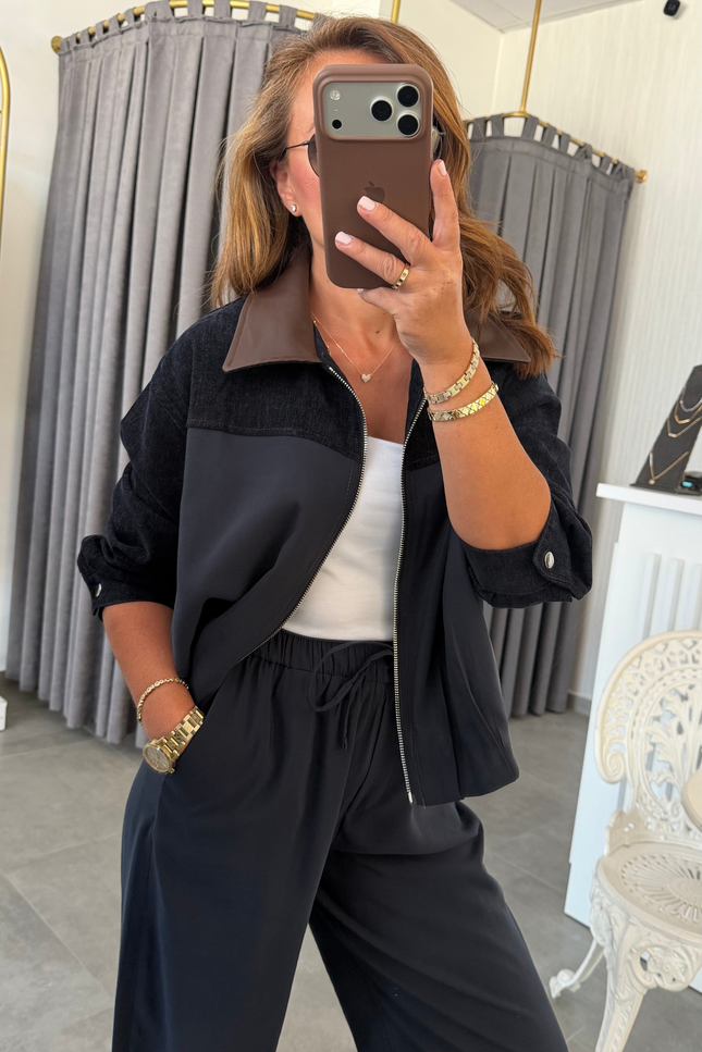 Premium Jacket Elastic Waist Trousers Tencel Two-Piece Set