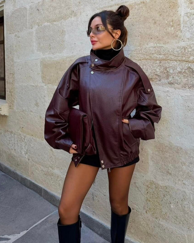 Macoron Rough Leather Jacket BORDO