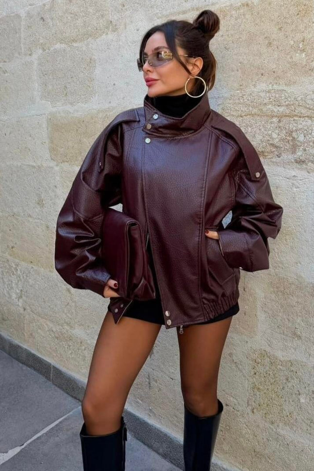 Macoron Rough Leather Jacket BORDO
