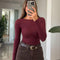 Dilvin Elegant Boat Neck Cashmere Blend Blouse for Women – Burgundy