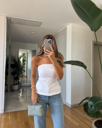 Dilvin Straplez  Bluz - Beyaz