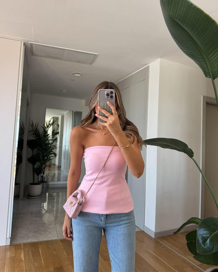 Dilvin Straplez  Bluz - Pembe