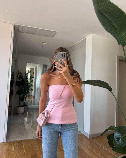 Dilvin Straplez  Bluz - Pembe