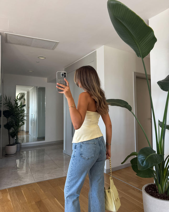 Dilvin Strapless Top - Yellow