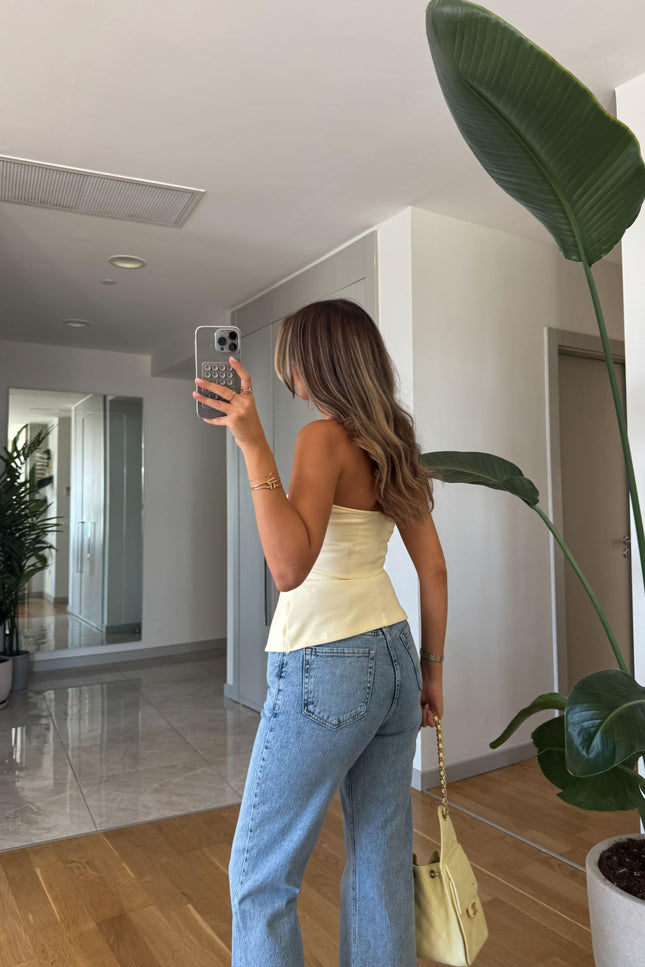 Dilvin Strapless Top - Yellow