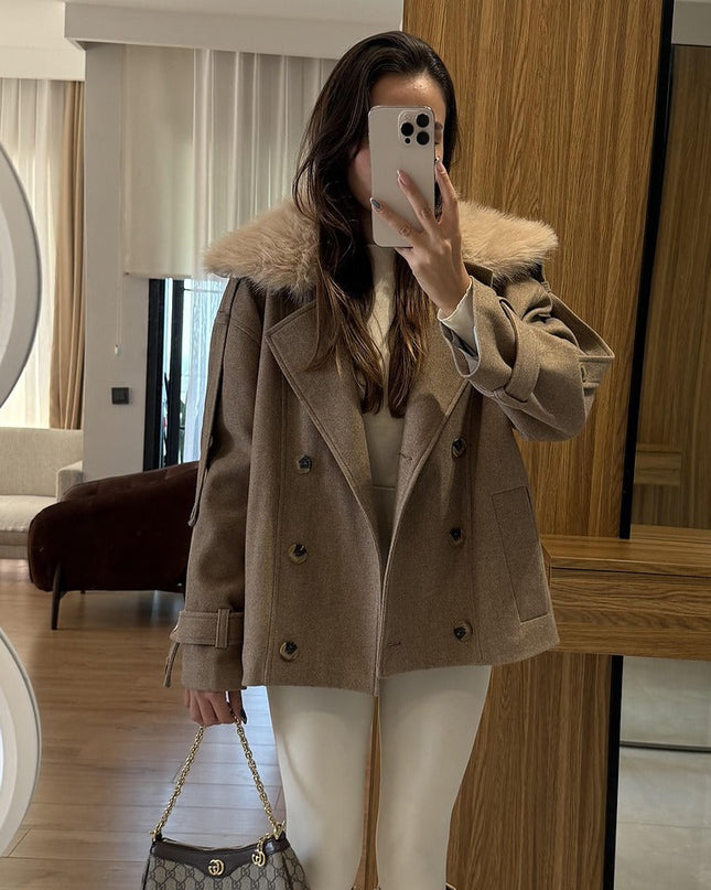 Coat Dragun Milk Coffee Detachable Fur