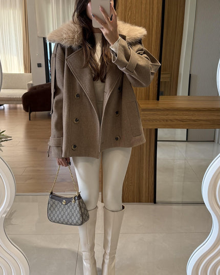 Coat Dragun Milk Coffee Detachable Fur