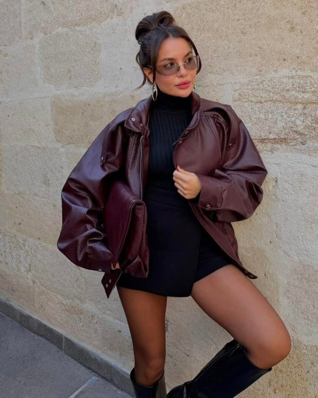 Macoron Rough Leather Jacket BORDO