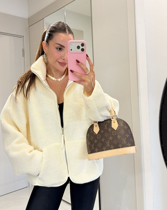 Eliana Ecru Teddy Zip Sweat