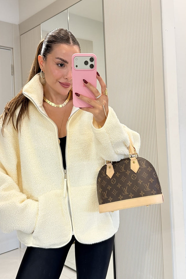 Eliana Ecru Teddy Zip Sweat