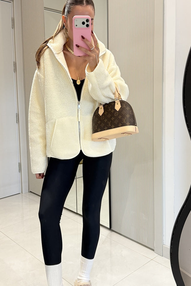 Eliana Ecru Teddy Zip Sweat