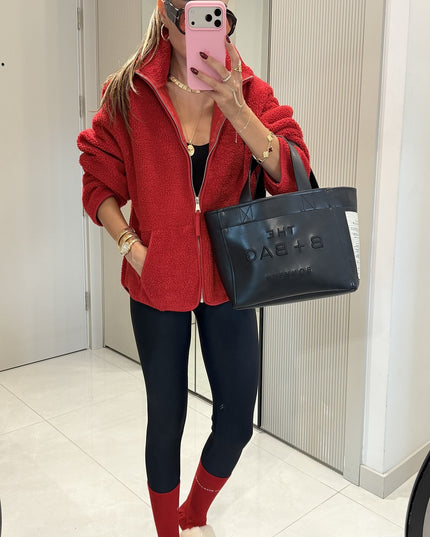 Eliana Red Teddy Zip Sweat