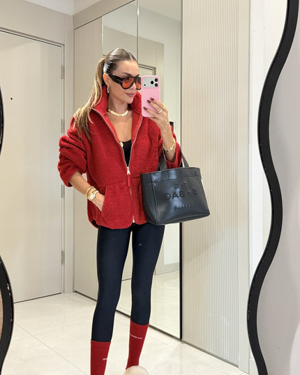Eliana Red Teddy Zip Sweat