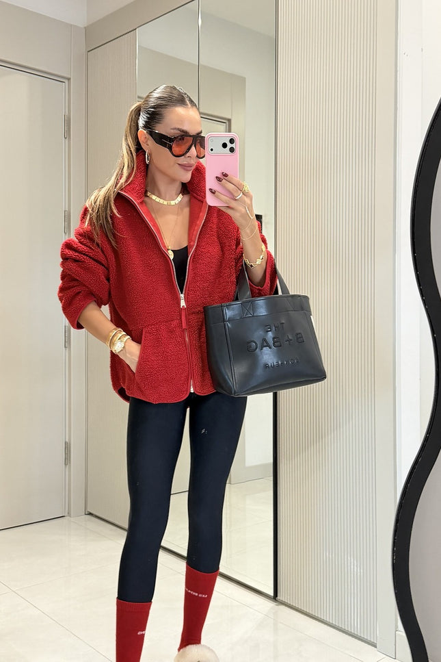 Eliana Red Teddy Zip Sweat