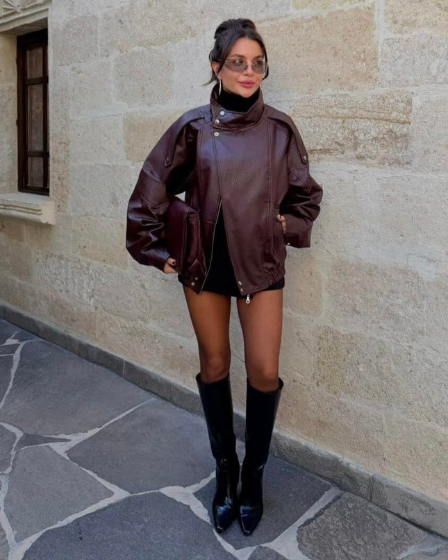 Macoron Rough Leather Jacket BORDO