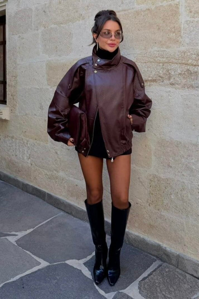Macoron Rough Leather Jacket BORDO