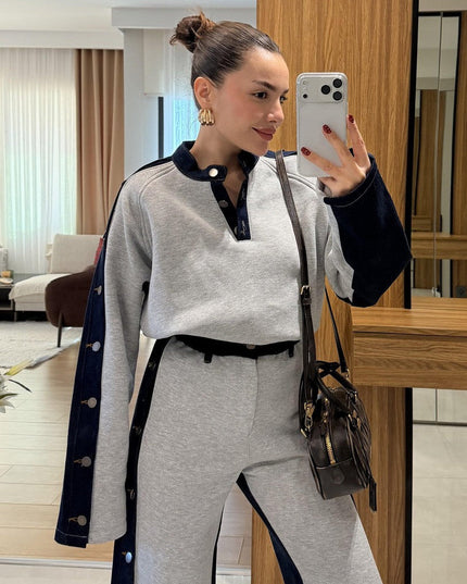 Felicity Grey Denim Blend Raised Suit