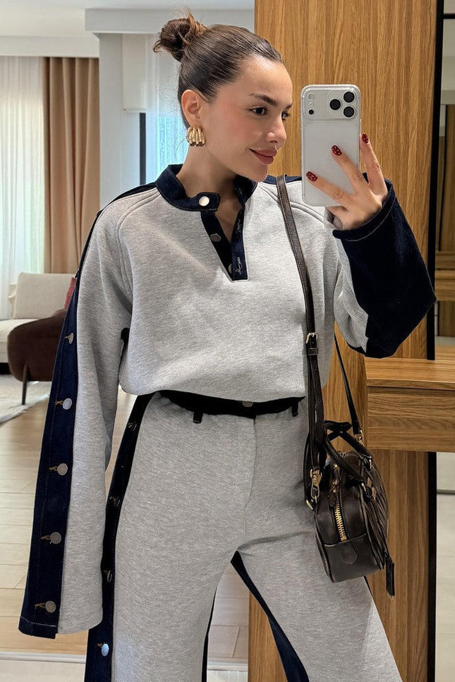 Felicity Grey Denim Blend Raised Suit