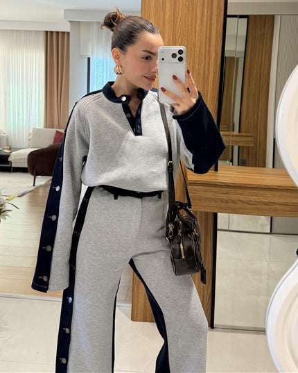 Felicity Grey Denim Blend Raised Suit