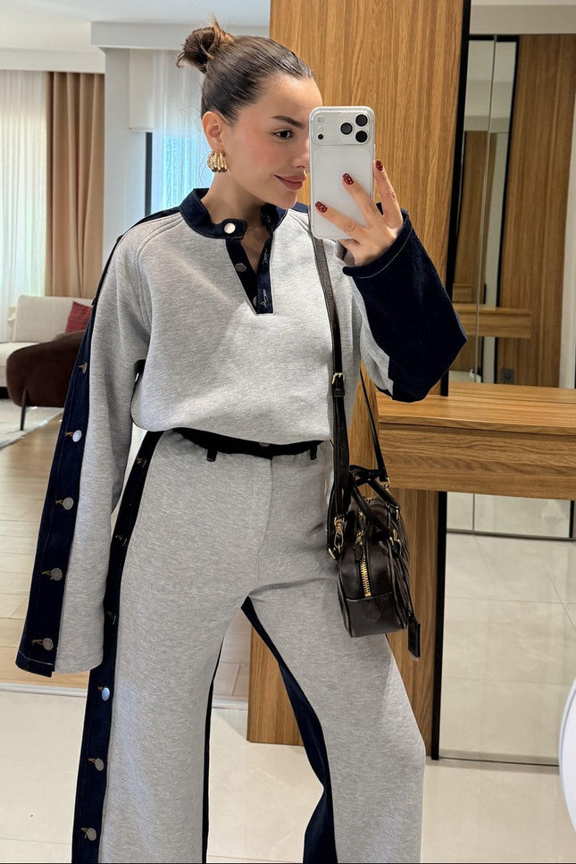 Felicity Grey Denim Blend Raised Suit