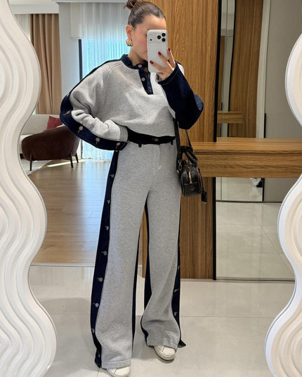 Felicity Grey Denim Blend Raised Suit