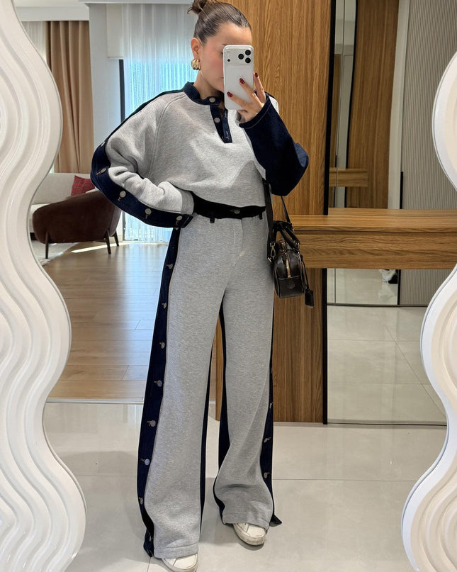 Felicity Grey Denim Blend Raised Suit