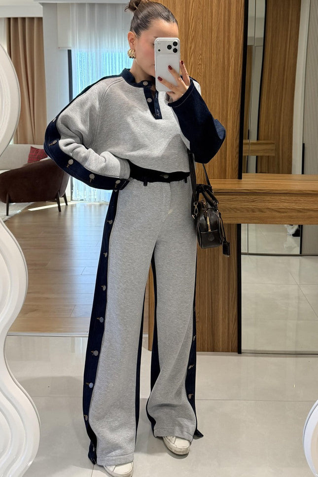 Felicity Grey Denim Blend Raised Suit