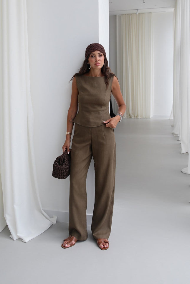 Ceres Raw Linen Set - Khaki